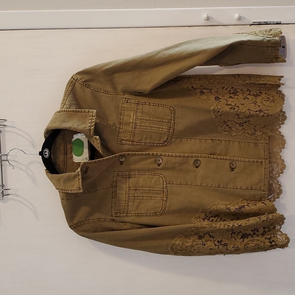 Anthropologie Olive Green Utility Jacket with Lace XS P - Picture 4 of 5